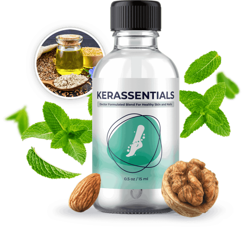 Kerassentials oil bottle - therapeutic blend for nail and skin health
